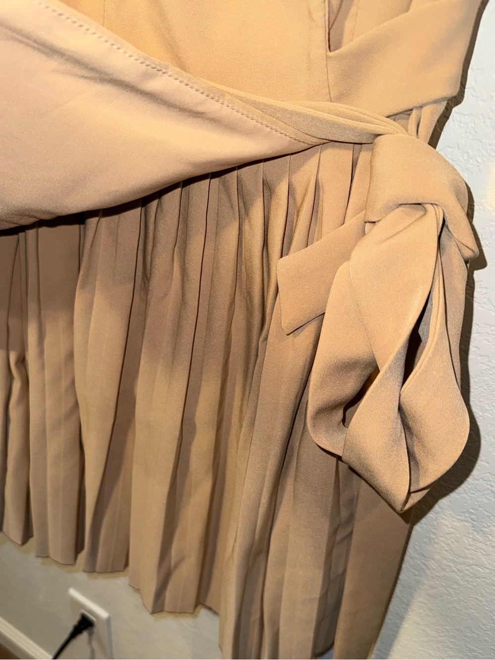 Commense Tan Belted Pleated Sleeveless Blazer Mini Dress Collared Size Small - Picture 4 of 7